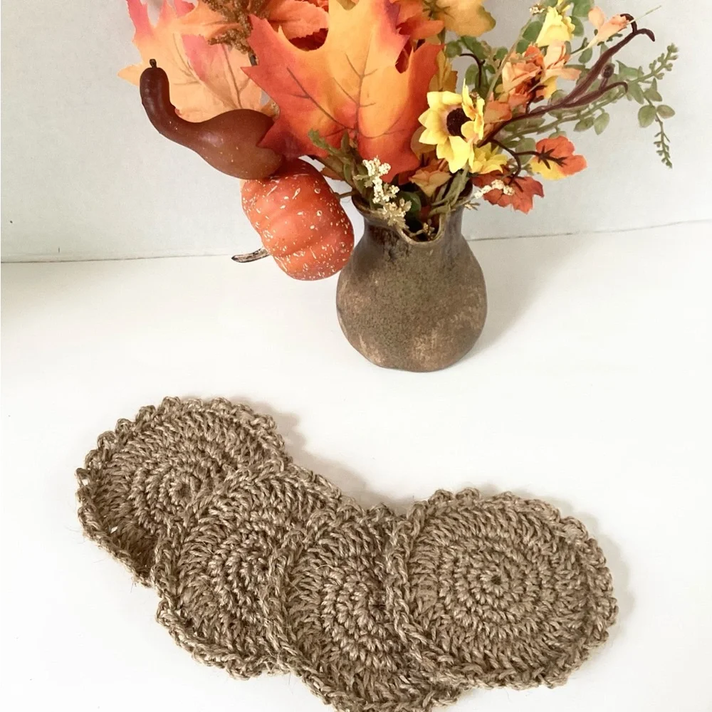 Coasters Hand Crafted Tan Jute Bar Cart Essential Crochet Rustic